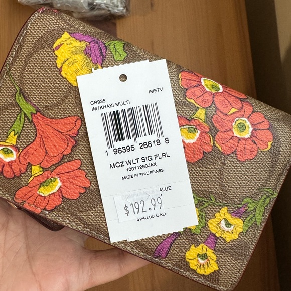 🌸 Coach Medium Corner Zip Wallet In Signature Canvas With Floral Print - Picture 12 of 15